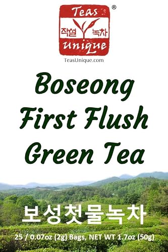 Teas Unique Korean Boseong First Flush Green Tea, 25 Tea Bags (50g)