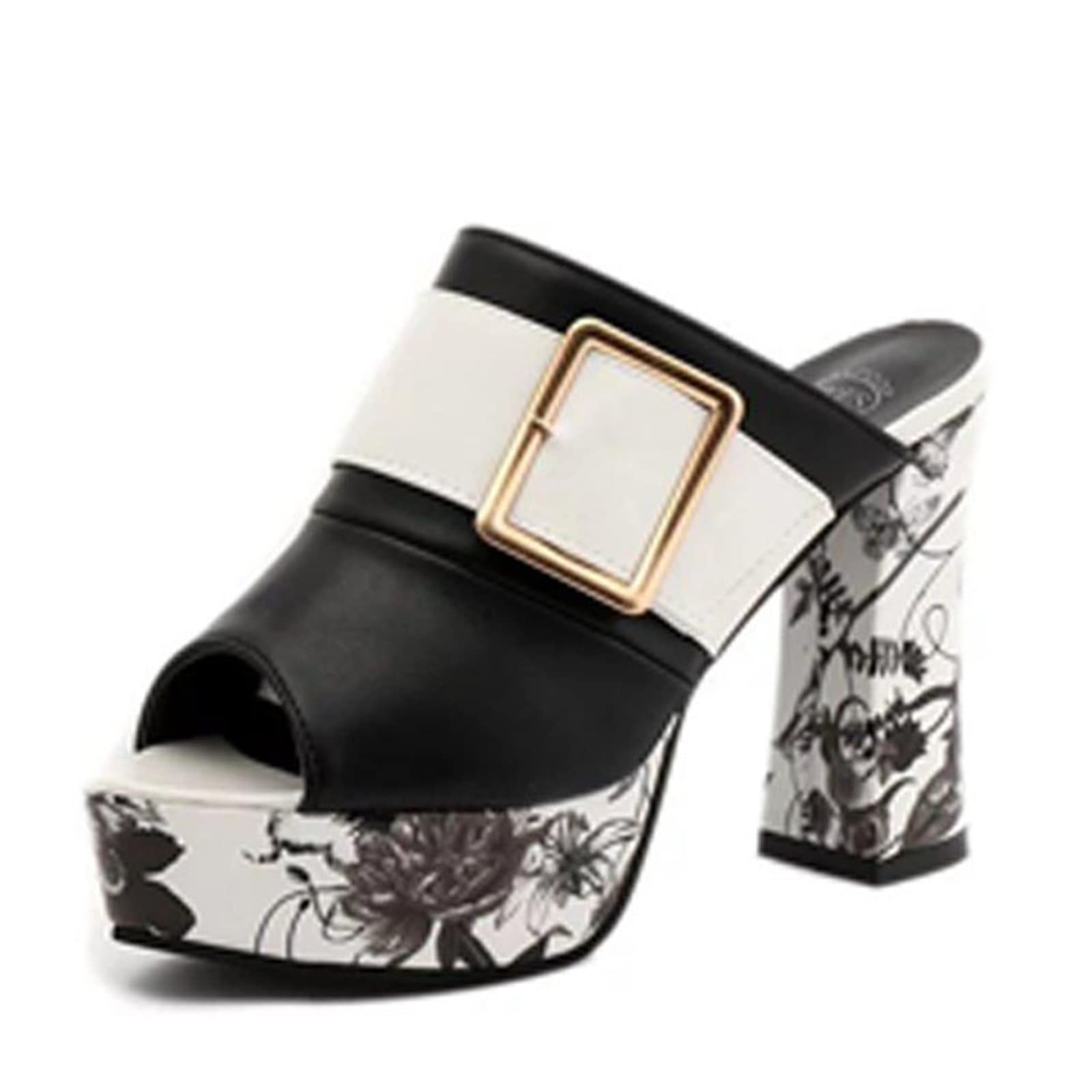 CHLDDHC Roman Style Summer Women's Sandals, Thick Heels, High Heels, Fish Mouth Slippers, Plus Size Peep Toe Shoes