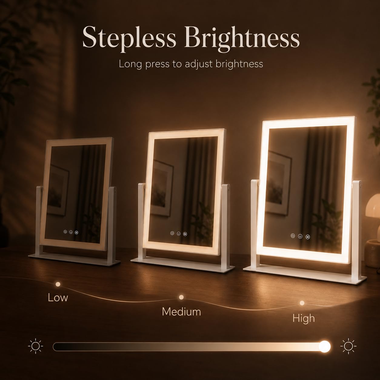 Decadence Espejo de maquillaje LED de 17.3 pulgadas con luces para mujeres y mamá, lupas desmontables 10X/5X, 3 modos de color, control táctil regulable, rotación de 360 grados, espejo cosmético de