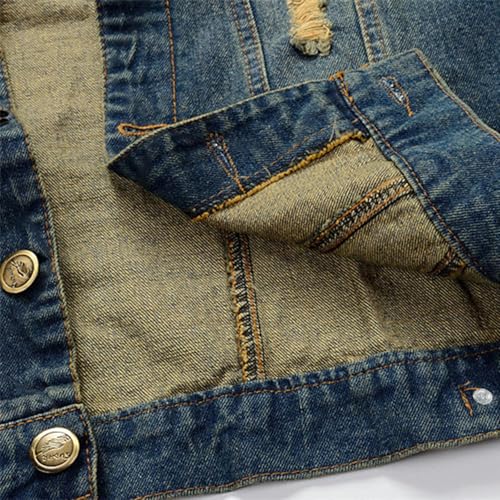Denim Vest for Men Sleeveless Button Down Slim Fit Jean Waistcoat Casual Vintage Trucker Cowboy Vests Outerwear 7