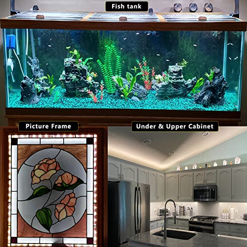 Rygdeng White Led Strip Lights, Waterproof Cuttable 600 Smd 2835 Leds Tape, 16.4Ft Strong Adhesive Lighting String 12V Flexible Led Rope Light For Tv Backlight Bedroom, No Power Adapter Included #TOP4