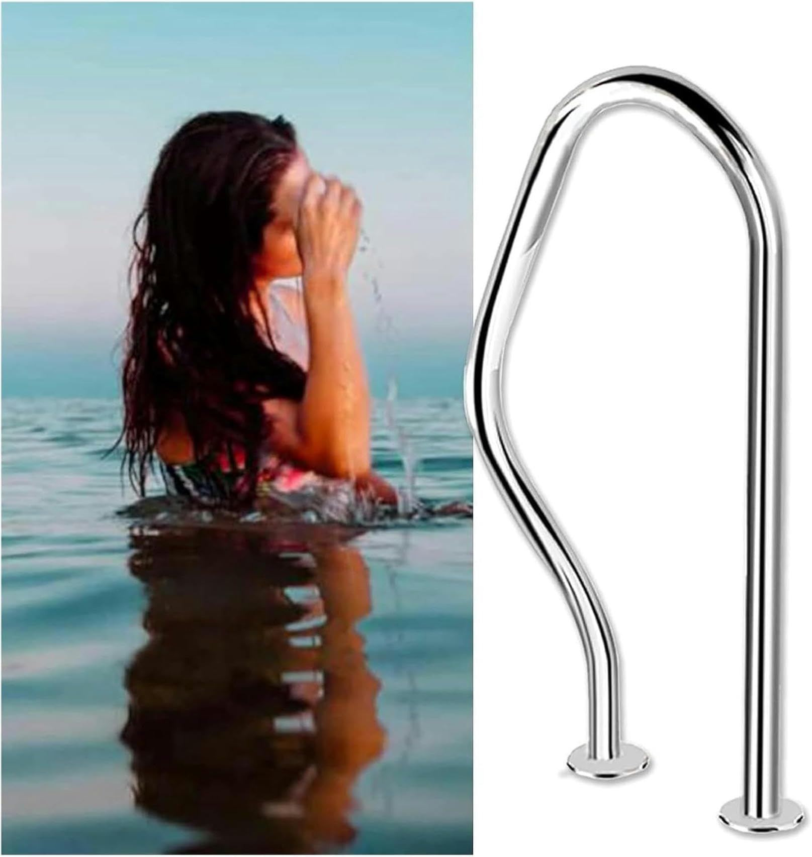 Main courante en acier inoxydable pour piscine creusée durable pour escalier de piscine