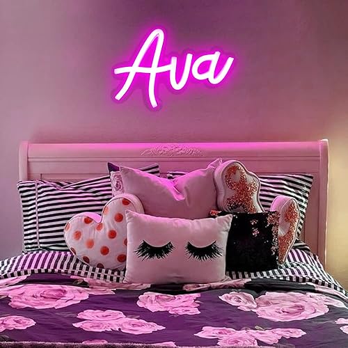 Miniatura 4 de WonderfulLife Ava - Letrero de neón personalizado para decoración de habitación, estética, decoración de pared, letrero de nombre de neón, letrero