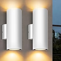 Vista 11 de JO.KO Luces de pared cilíndricas para exteriores, paquete de 2 luces de pared cilíndrica de 2700 K de color blanco cálido en 2 luces, aplique