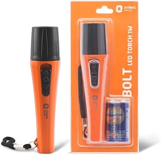 Orient Electric Bolt LED Torch Light | Orange & Black, Pack of 1 Price In India
