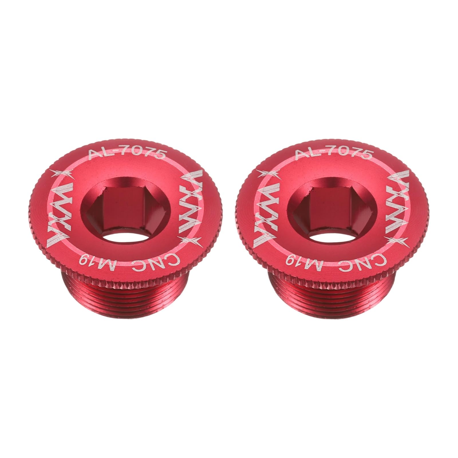 sourcing map 2pcs Crank Cover Screw M19 Aluminum Alloy Bicycle Crank Fixing Bolt Crankset Arm Chainwheel Screws for Mountain Road Bike, Red