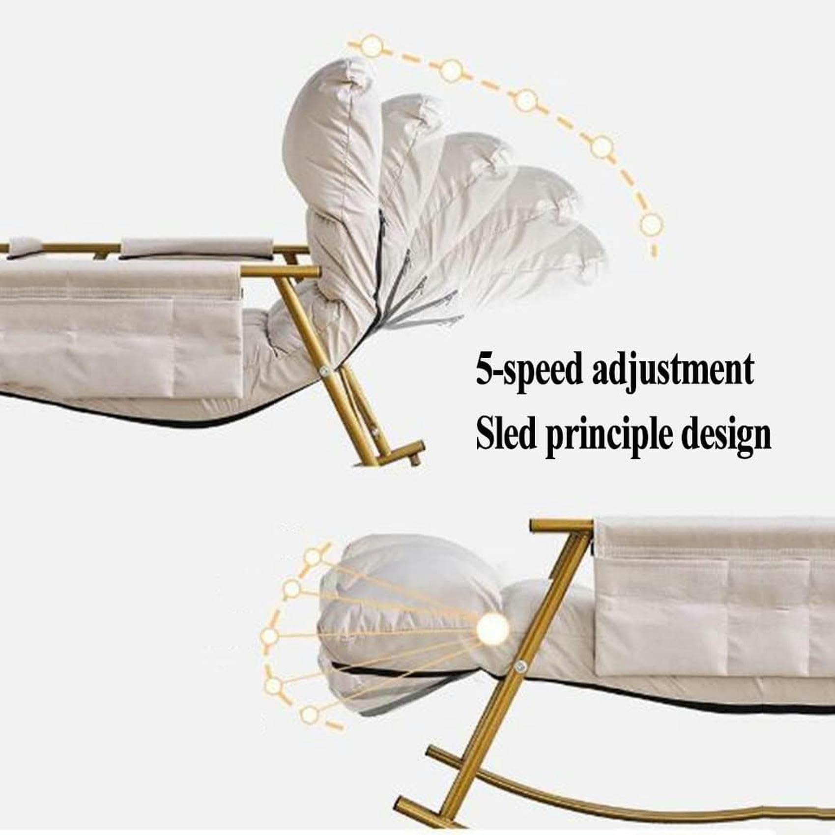 Nowoczesny fotel bujany z połowy wieku - wygodny fotel do salonu, wyściełana konstrukcja, ergonomiczna pojedyncza sofa, 96 x 59 x 83 cm