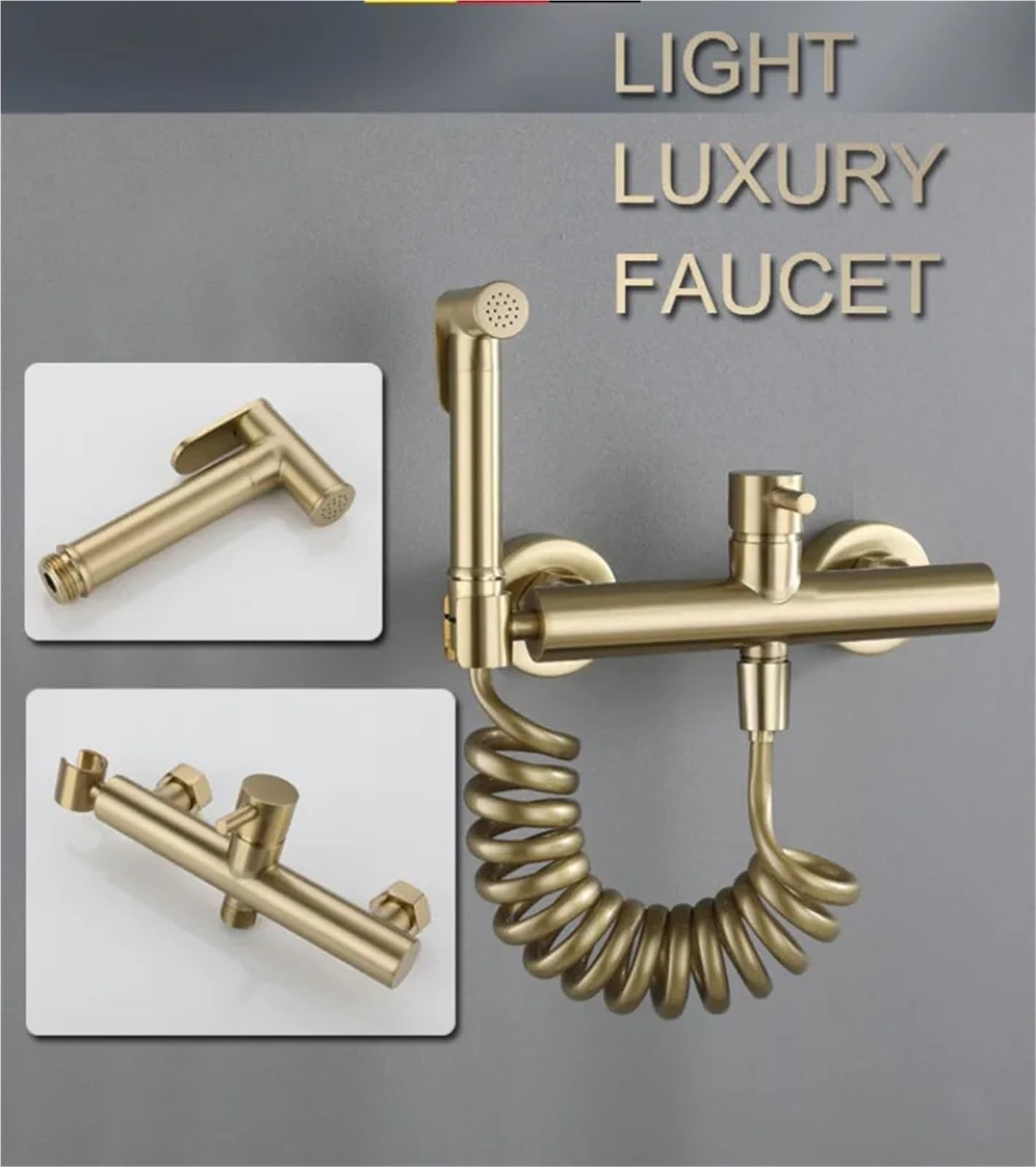 Bidety toaletowe opryskiwacz akcesoria łazienkowe mieszacz zimnej i ciepłej wody bateria bidetowa naścienna różowe złoto/szary (chrom)