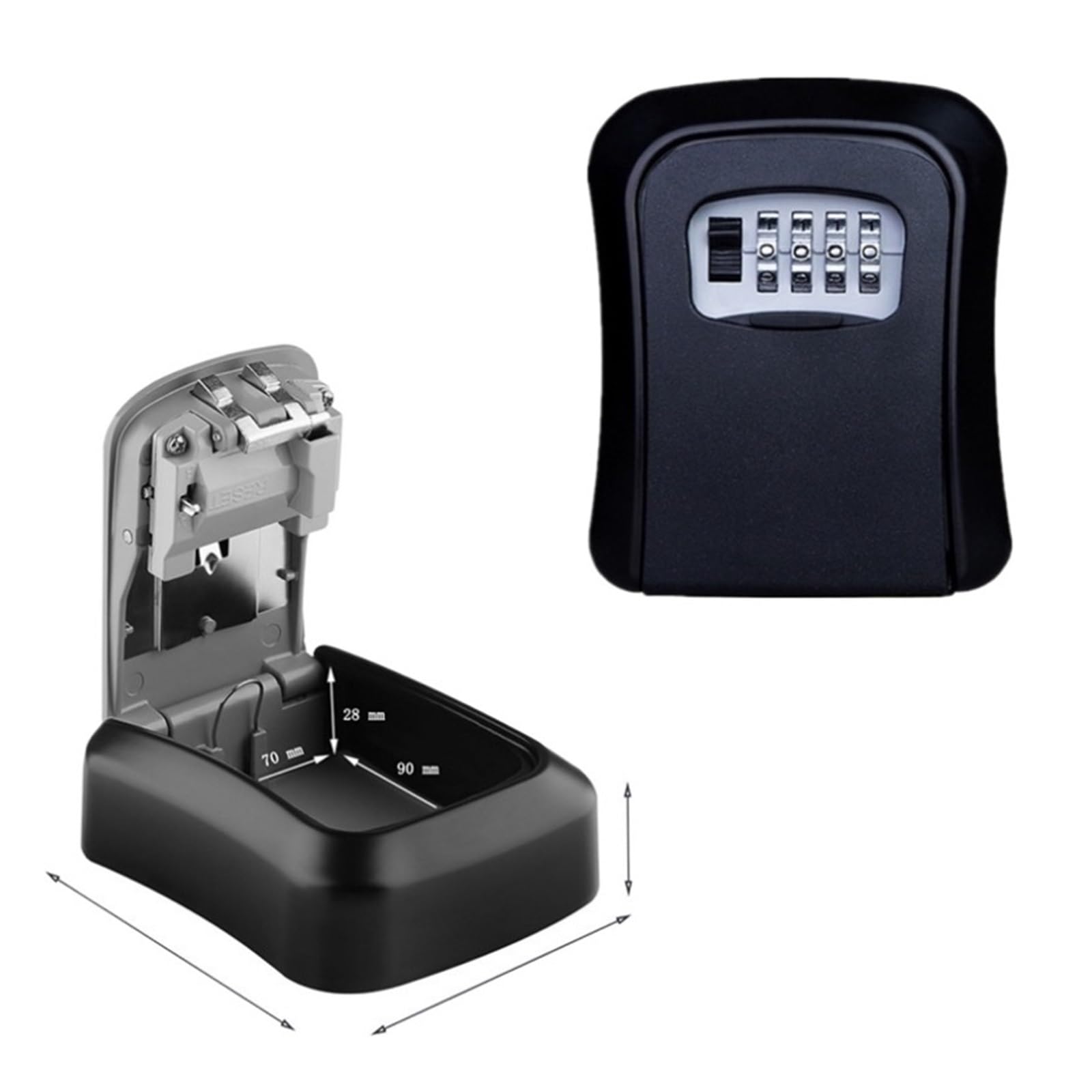 Wall Mount Key Storage Secret Box Organizer 4 Digit Combination Password Security Protection Code Lock Home Safe Deposit Box