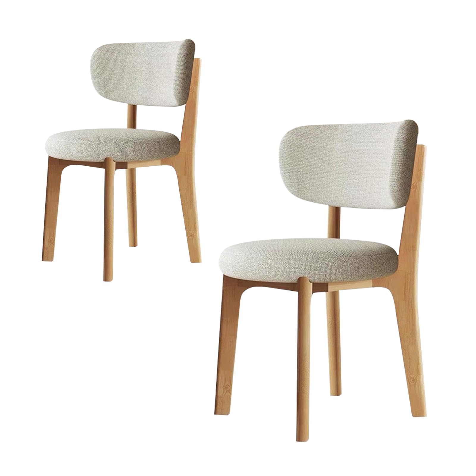 Set da 2 pezzi Esszimmerstühle aus Holz Moderne gepolsterte Küchenstühle mit geschwungener Rückenlehne ivholzbeine für Esszimmer Küche Restaurant (Holz/Broken White)