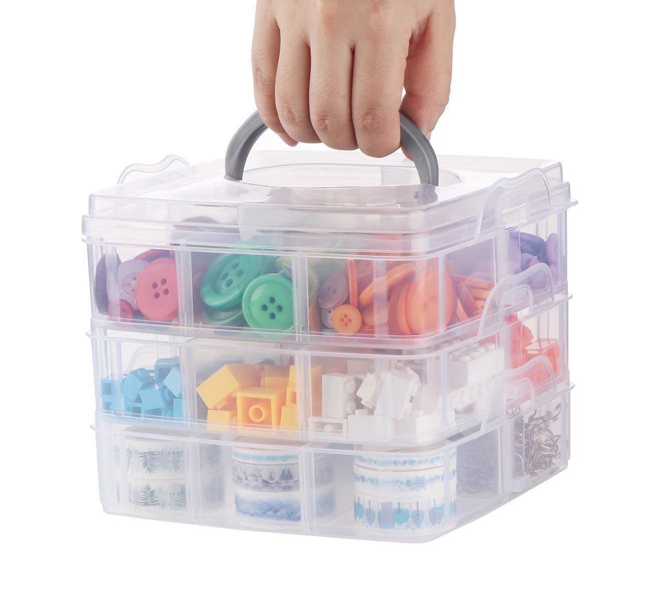 Buy ilauke 3 Tier Clear Transparent Plastic Stackable Storage Box with