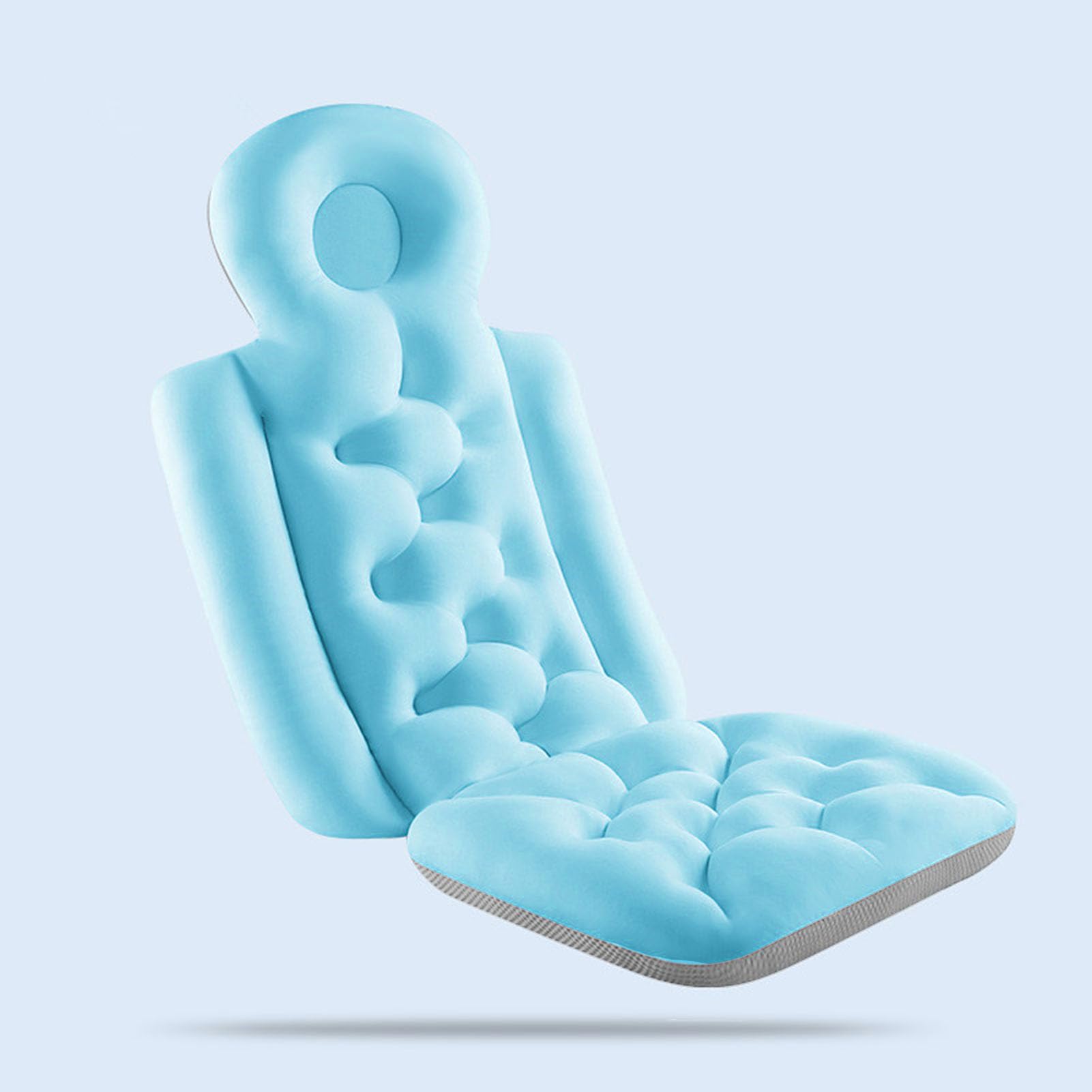 Cuscino da Bagno per Tutto il Corpo Cuscino Morbido e Confortevole per Adulti Tessuto a Rete Dal Design Antiscivolo 33,07x14,76 Pollici (Blu)