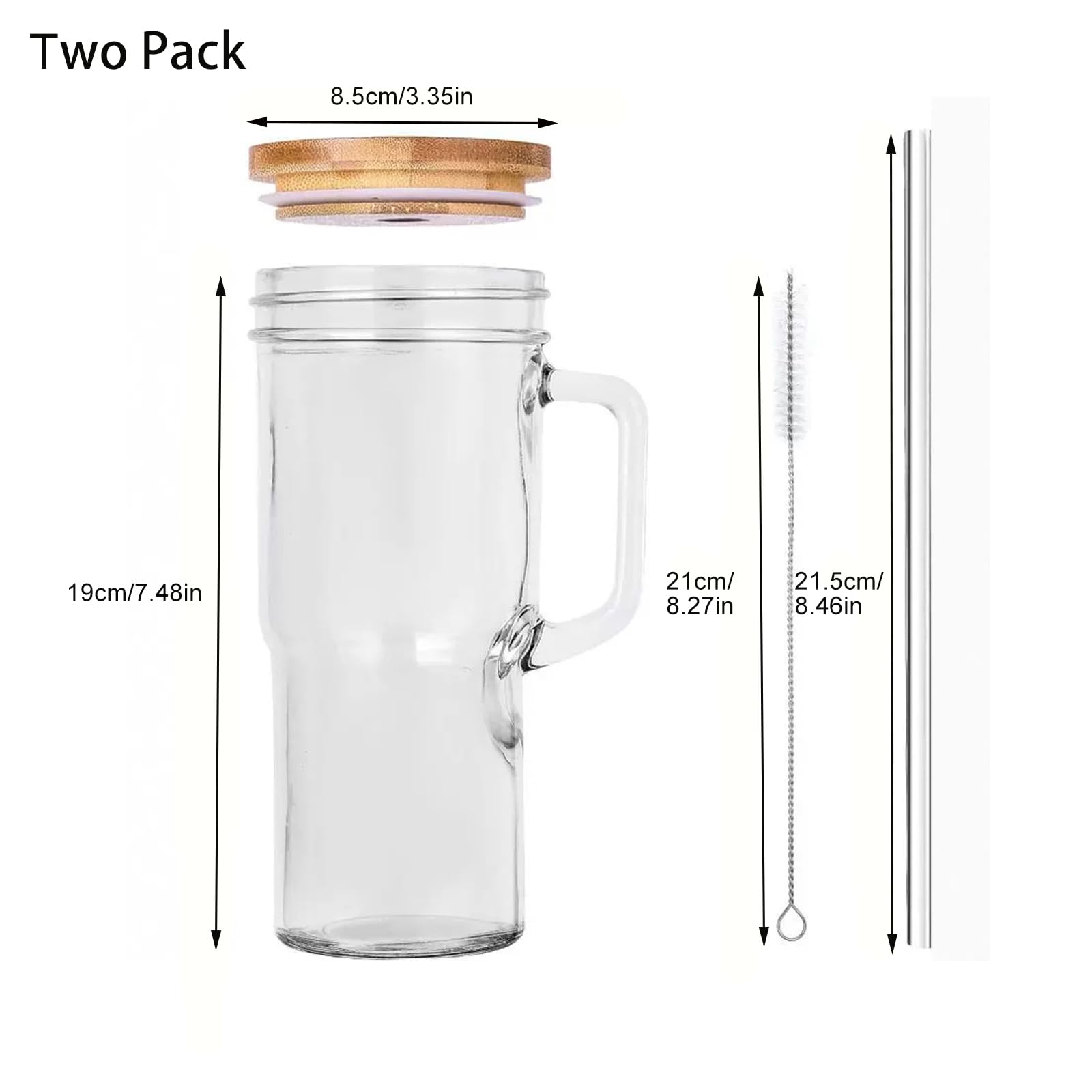 Mason Jar Lot De 2 Gobelets En Verre De 621 Ml Avec
