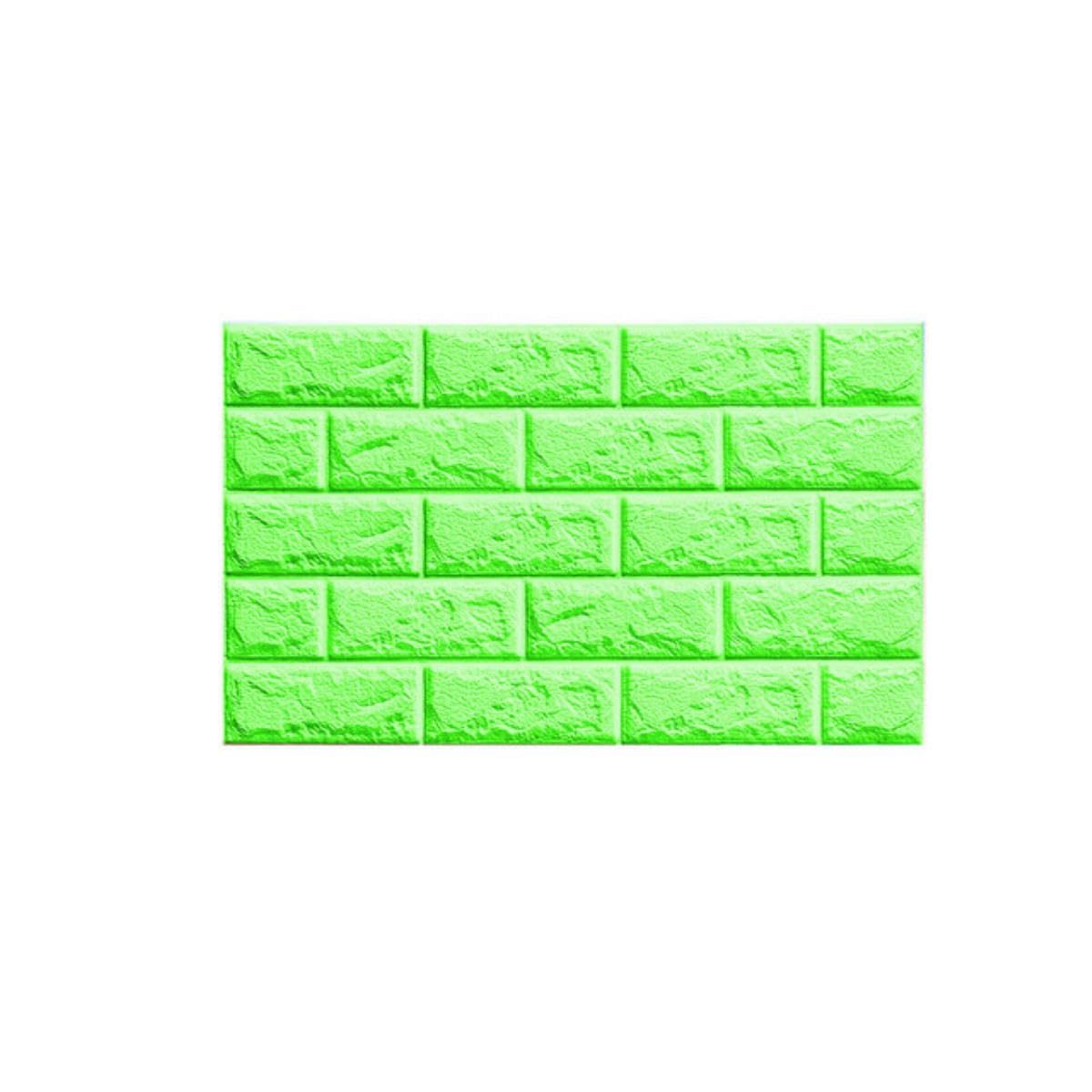 Papel tapiz autoadhesivo Peel and Stick Panel de pared 3D Sala de estar Pegatinas de ladrillo Dormitorio Habitación de niños Papeles de ladrillo Decoración para el hogar-Verde,12pcs70x77x0.3cm