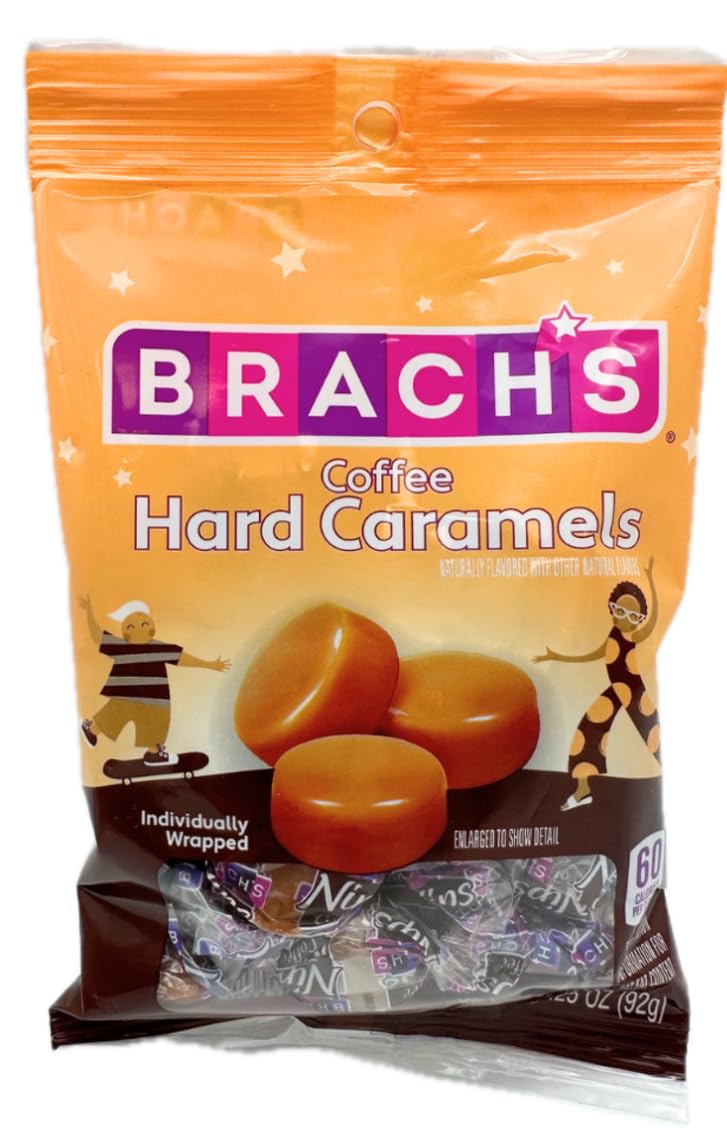 Brach's Nips Caramel Flavor 3.25oz bag 2-PACK Individually Wrapped Gluten Free Candy