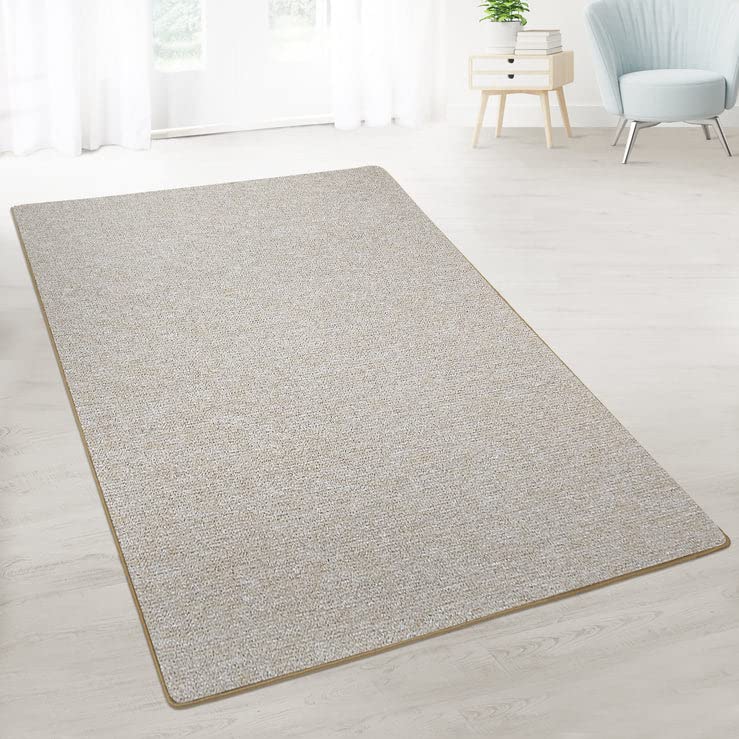 casa pura Teppich Läufer London - Meterware - Teppichläufer für Wohnzimmer, Flur, Küche - Flacher Schlingenflor (Beige - 240x100 cm)