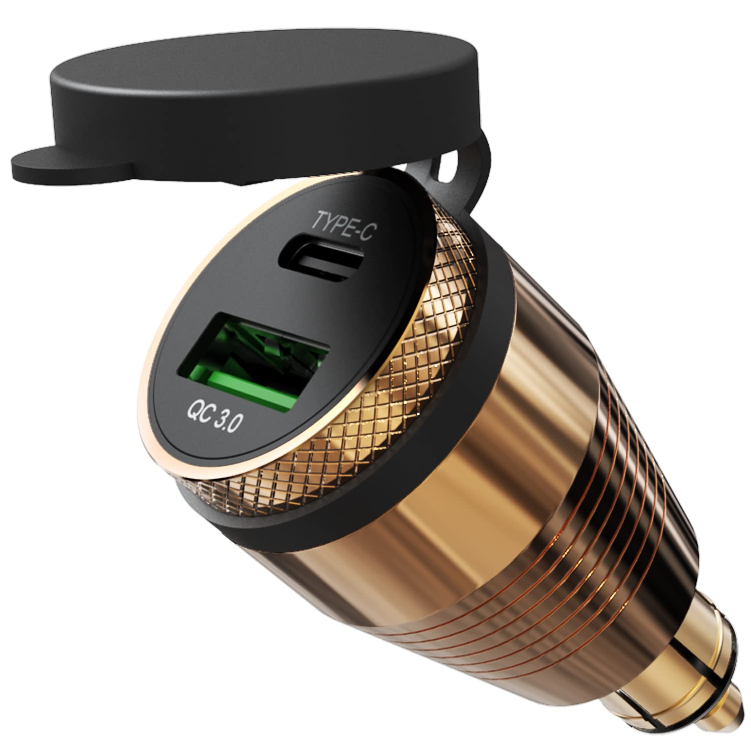 Enisina USB zapalniczka - wtyczka DIN do podwójnej ładowarki gniazdo wtykowe adapter USB C PD 3.0 i QC 3.0 gniazdo szybkiego ładowania