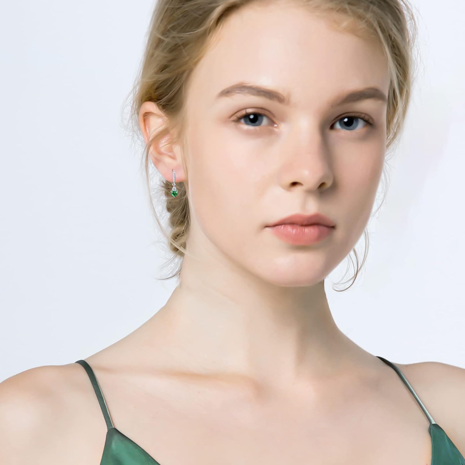 Birthstone Earrings Sterling Silver Cz Drop with Heart Birthstone Dangle Birthstone Jewelry Gifts for Women Girls Halloween Christmas Hypoallergenic - Image 2