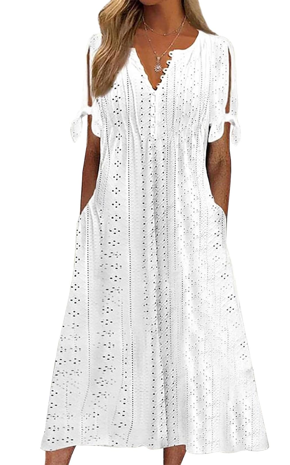 Robe de plage bohème chic et élégante longue fluide avec manches courtes