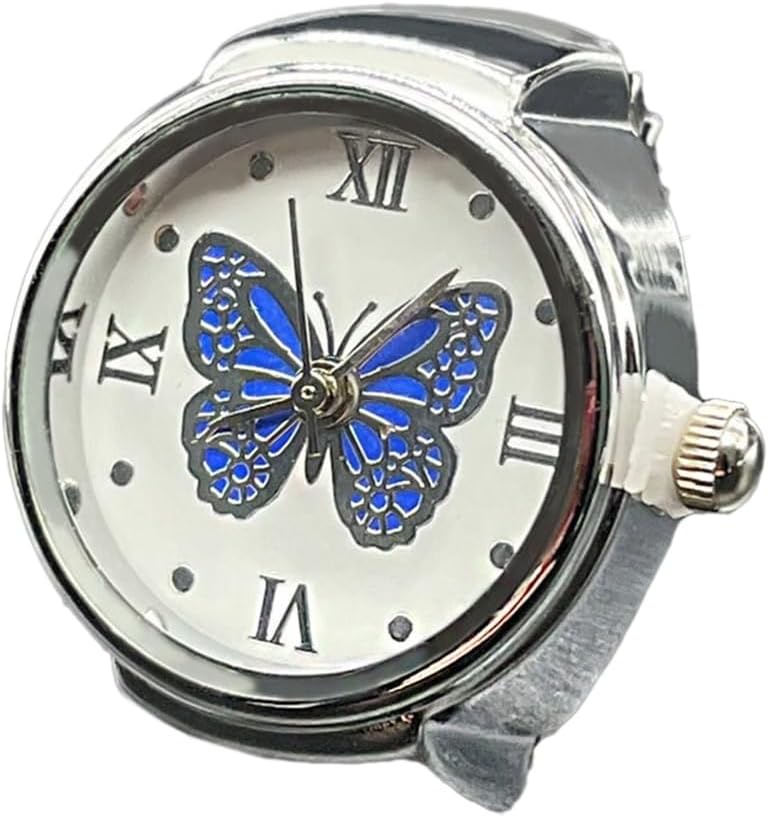 Vintage Punk Finger Watch Elastic Strap Alloy Watches Couple Rings Jewelry Clock Retro Roman Watch Rings Women Men