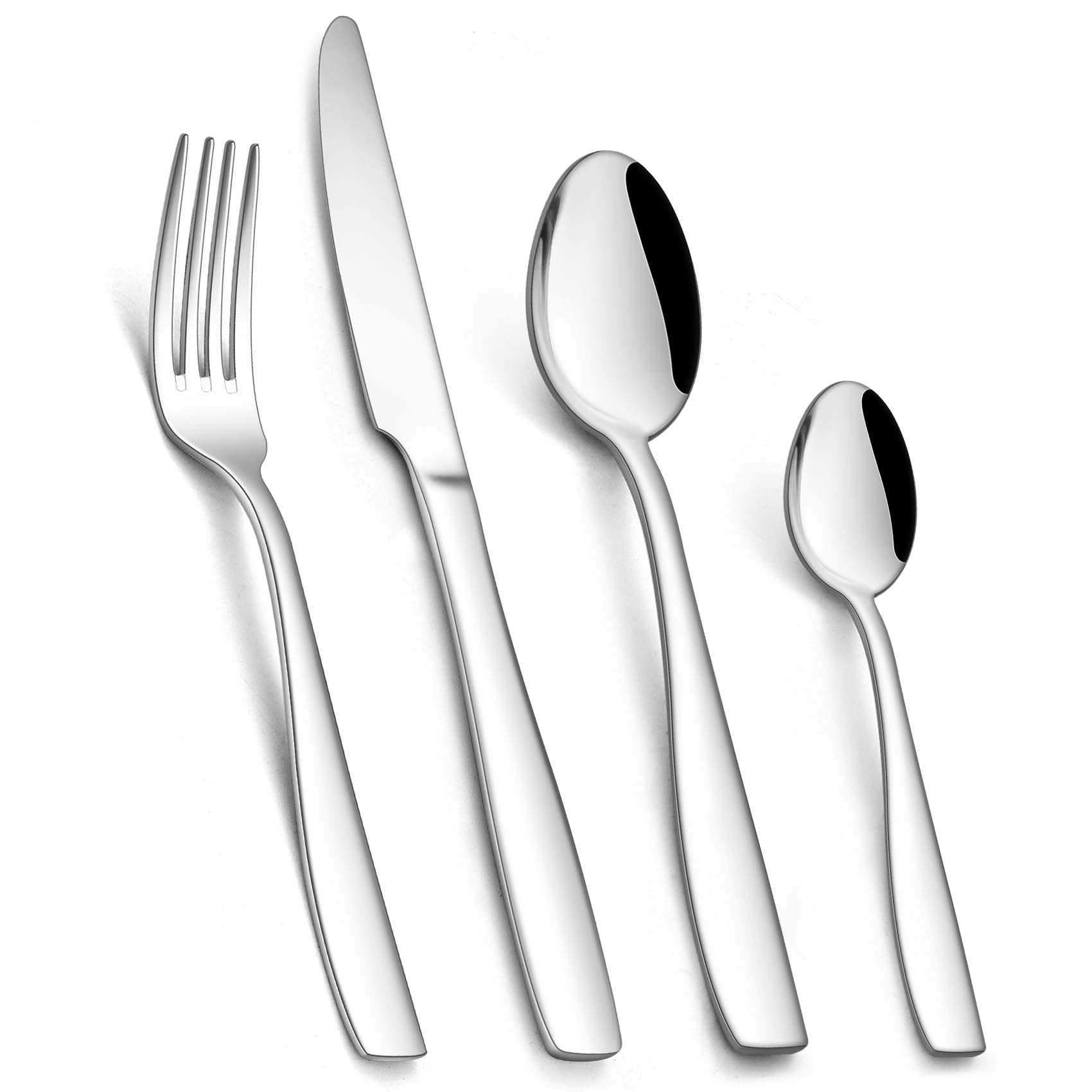 24 Piece Cutlery Set, Homikit Stainless Steel Flatware Silverware Sets Include Knives Forks Spoons, Service for 6 People, Ideal for Home Camping Kitchen, Mirror Finished & Dishwasher Safe