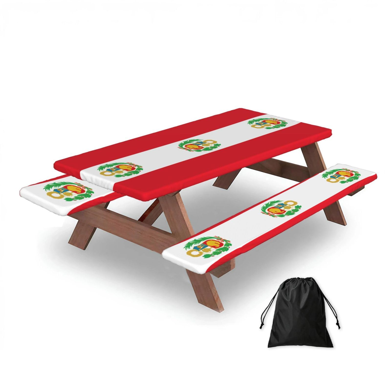 Flag of Peru Rectangular water-repellent picnic tablecloths, outdoor camping, picnic, BBQ
