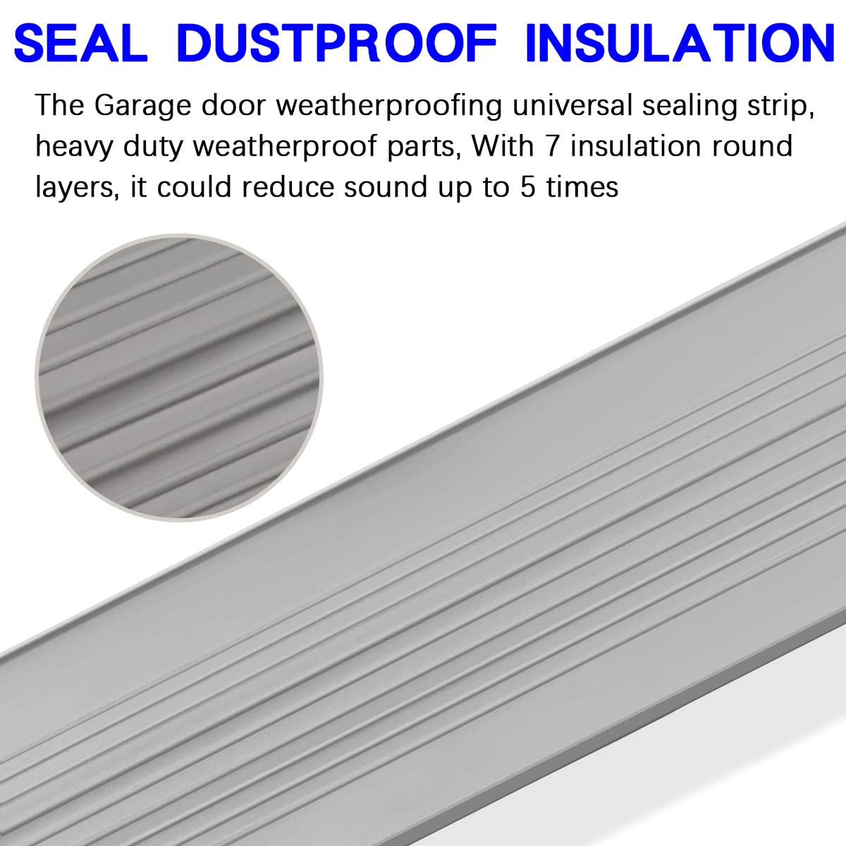Garage Door Seals Bottom Rubber Weather Stripping Kit Seal Strip Replacement,Universal Weatherproof Threshold Buffering Sealing Rubber 5/16" T Ends, 3 3/4" Width (16 Ft, Grey)