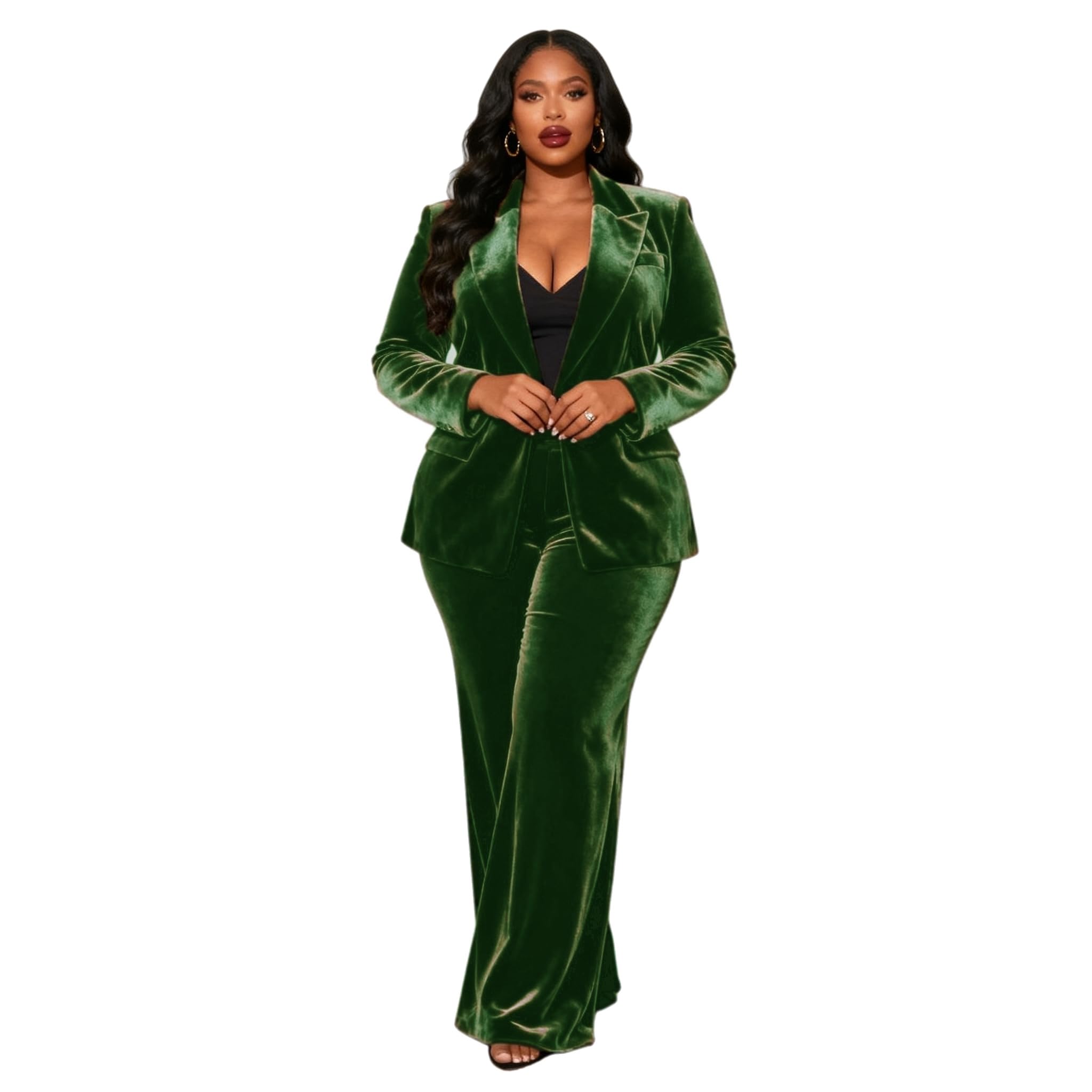 Plus Size Velvet Womens Suits 2 Piece Pant Suits Tuxedos Pantsuits Set Women Business Pant Suit Work Office
