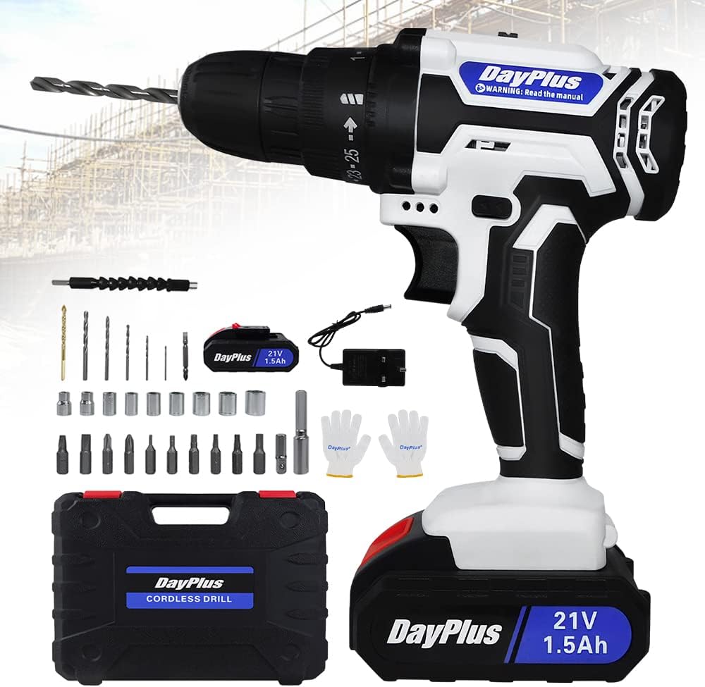Cordless Drill Driver 21V Combi Drill Power Drill Kit, Electric