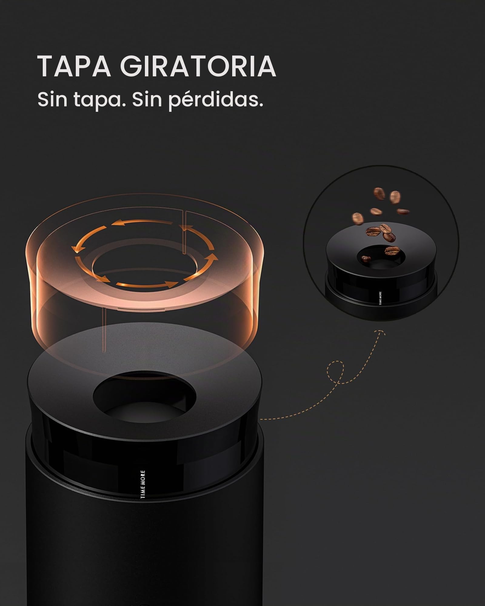 Molino de café cónico portátil TIMEMORE, molino de café eléctrico con 30 ajustes, parada automática y diseño compacto para uso doméstico y al aire libre - Whirly 01S, negro