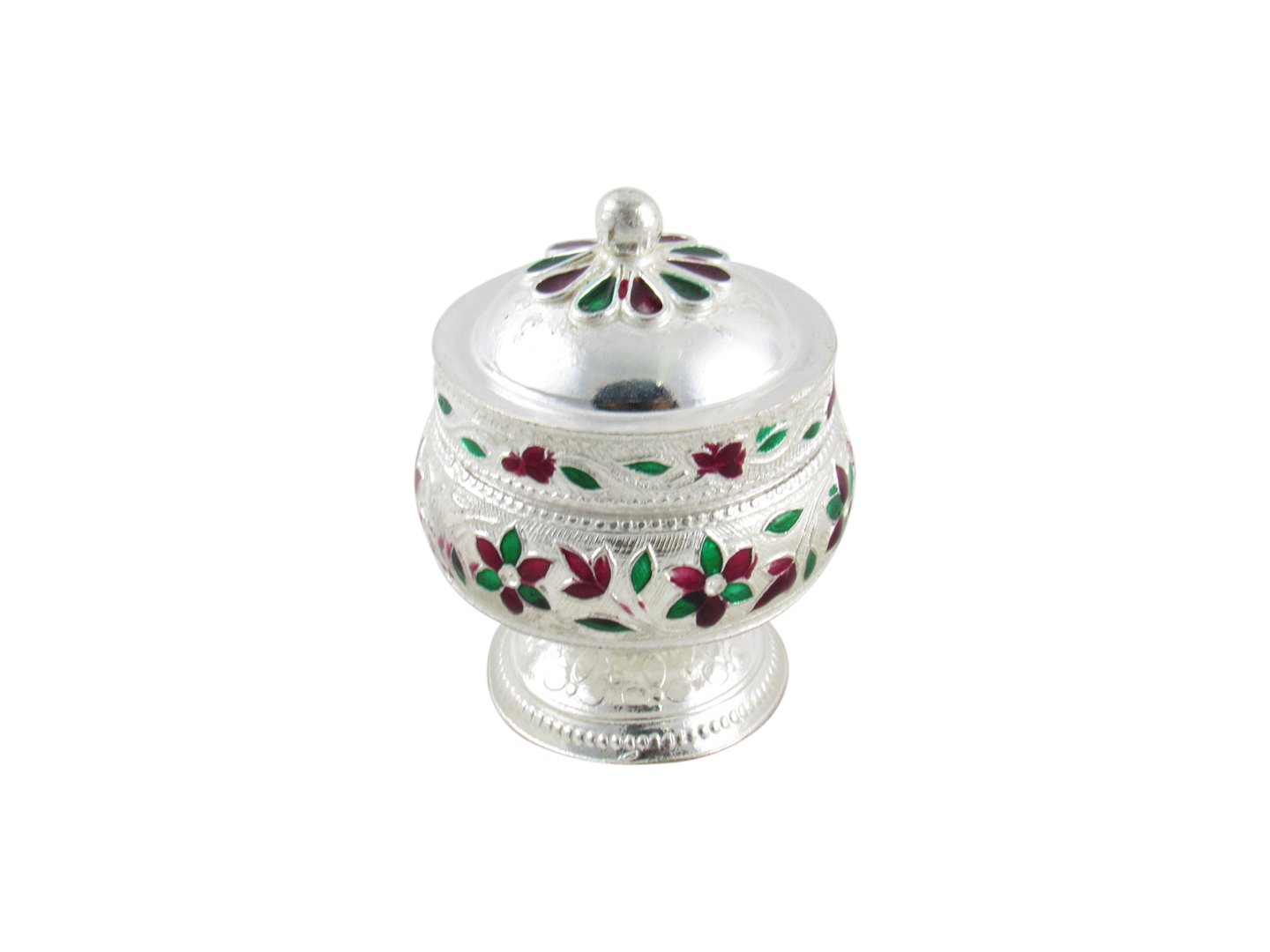 GoldGiftIdeas German Silver Sindoor Dabbi With Lid, Pooja Decorative Item for Home, Perfect Return Gift, Wedding Return Gift, Return Gift with designer potli bags-image-7