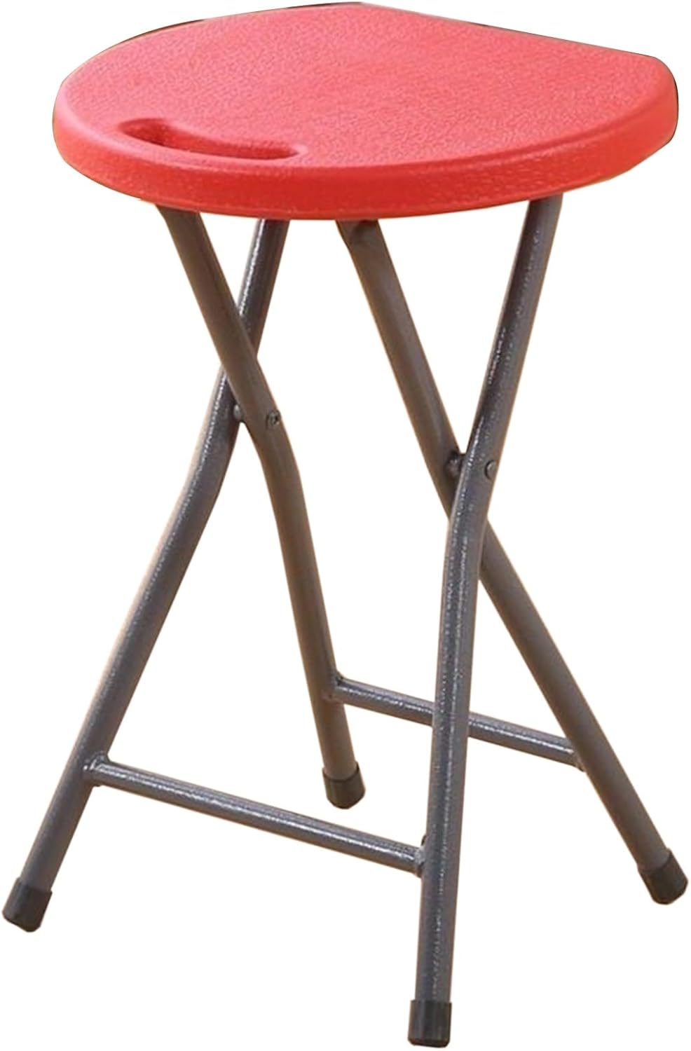 200lbs Capacity Foldable Stool with Handle, Portable Folding Chair Outdoor/Indoor, 17-Inch Stool for Camping, Home(Red)