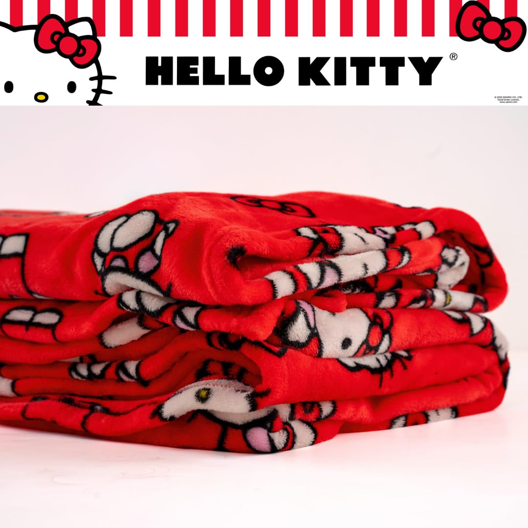 Franco Hello Kitty Bedding Supergemütliche übergroße Familiendecke, 304,8 x 274,3 cm, offizielles Lizenzprodukt, Sammlerstücke