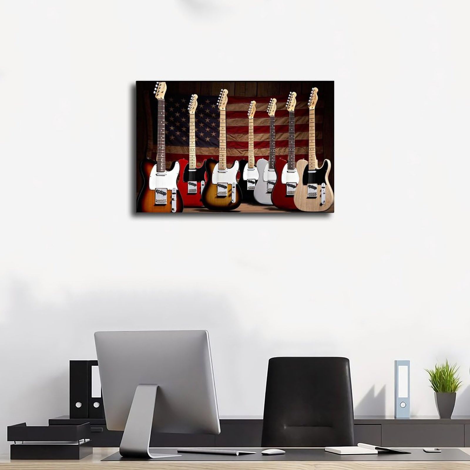 Stampa su tela con chitarra elettrica, decorazione per sala musicale, poster per camera da letto, decorazione per ufficio, camera da letto, regalo, 61 cm L x 91,4 cm W