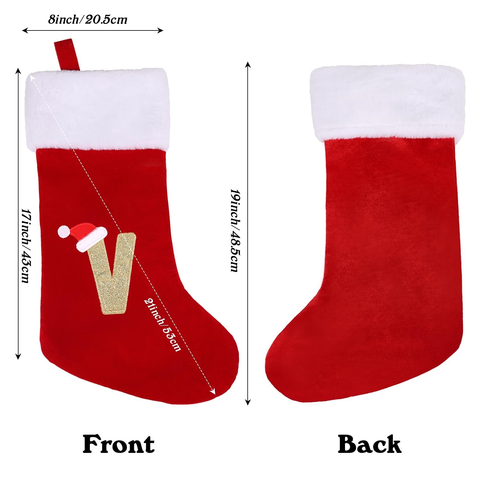 VEYLIN Embroidered Stockings Christmas 20 Inch Christmas Stockings with Letters - Image 2