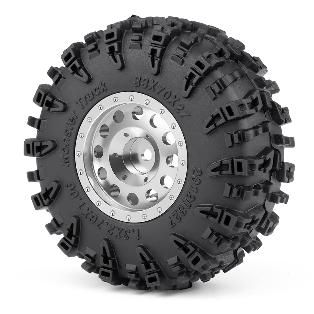 4 Llantas CNC Beadlock 1.3 Pulgadas Para Axial SCX24 Y TRX4M - Aluminio De Alta Calidad, Acabado Plateado, Accesorios De Mejora Para RC Crawler 1/18 Y 1/24