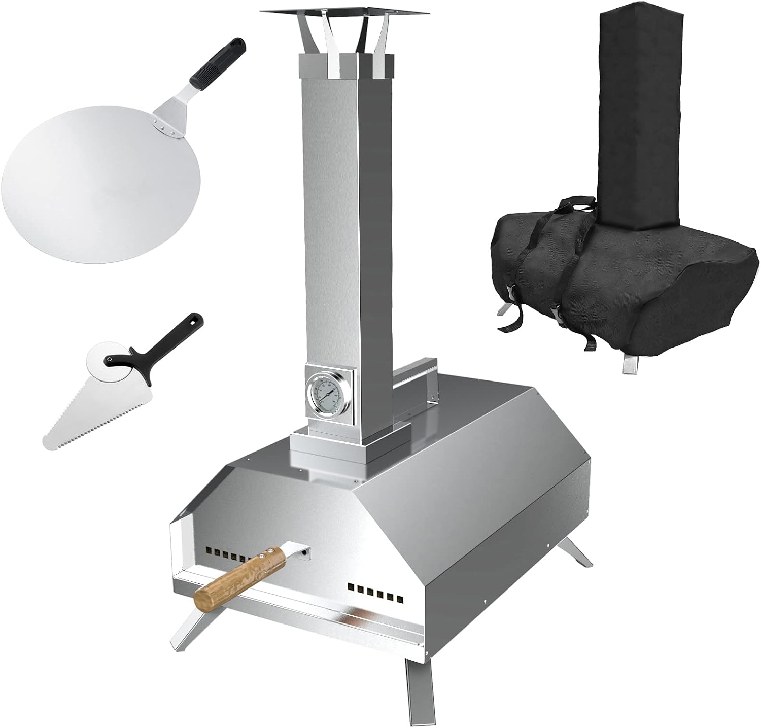 WINTRON Outdoor Wood Fired Pizza Oven, Stainless Steel Portable