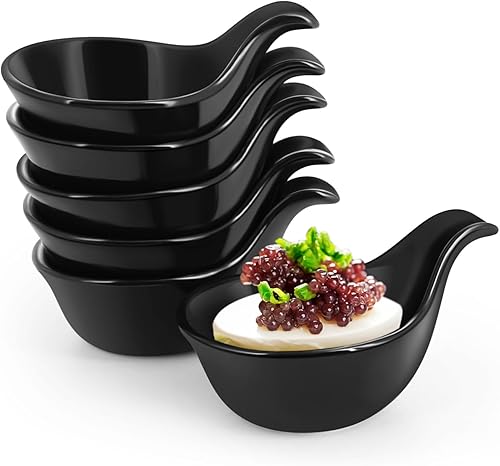 Flexzion Tazones de cerámica para sumergir, cuencos pequeños para sumergir con asa, tazas de condimentos, plato de salsa de soja, moldes de