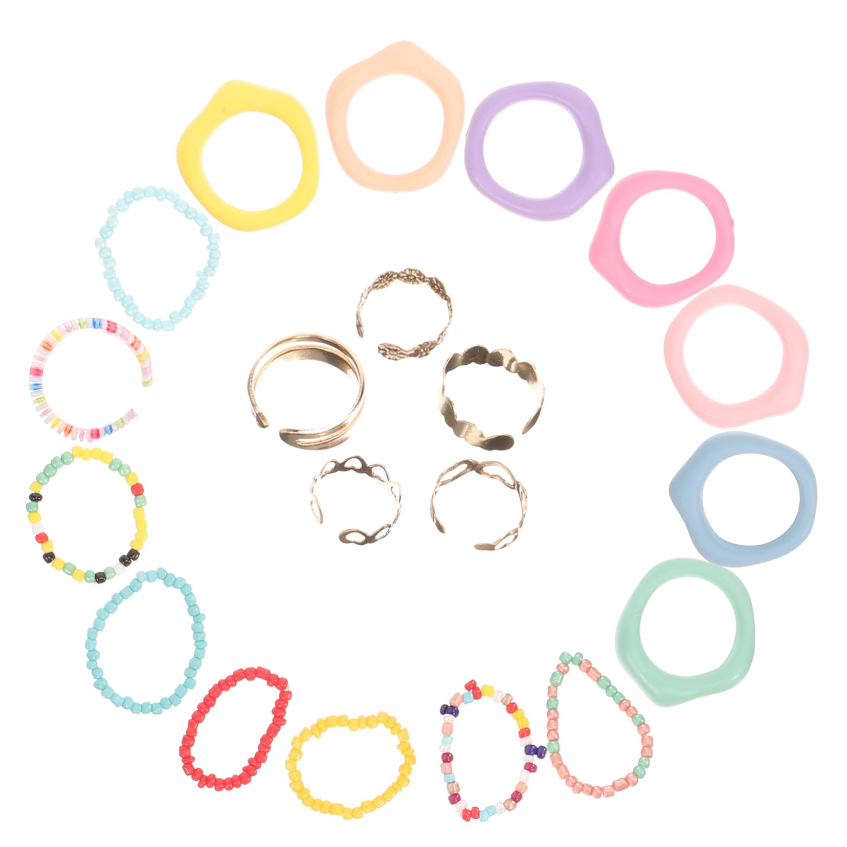 KESYOO 20pcs Colorful Resin Rings Set for Women and Cute Finger Jewelry Non Fading Stylish Finger Decor for Stacking and Everyday Wear