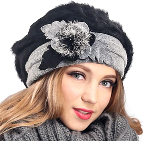 VECRY - Gorro 100% de lana para mujer, boina de fieltro tipo campana, gorro de vestir para invierno