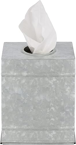 Miniatura 5 de Walford Home Farmhouse Decor - Caja de pañuelos cuadrada galvanizada con cubierta inferior extraíble, generosa apertura ovalada sin rasgaduras. -