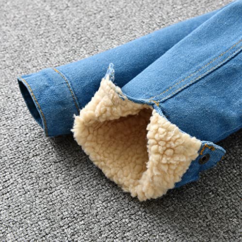 Lvyinli Baby Clothes Toddler Denim Polar Fleece Jacket Coat Baby Boys Girls Long Sleeve Thick Warm Outerwear (0-6 Months, Blue) #TOP6
