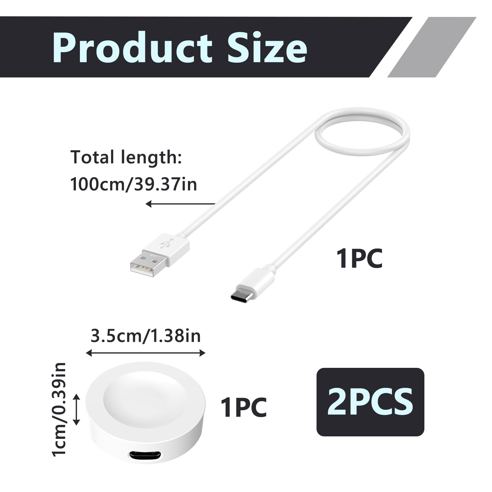 Magnetyczna ładowarka kompatybilna z Huawei Watch GT 5/5 Pro/GT 4/3/3 Pro/3 SE/2/Watch 4/3/Ultimate, przenośny adapter do ładowania z kablem USB 1 M, szybkie i bezpieczne ładowanie, biała