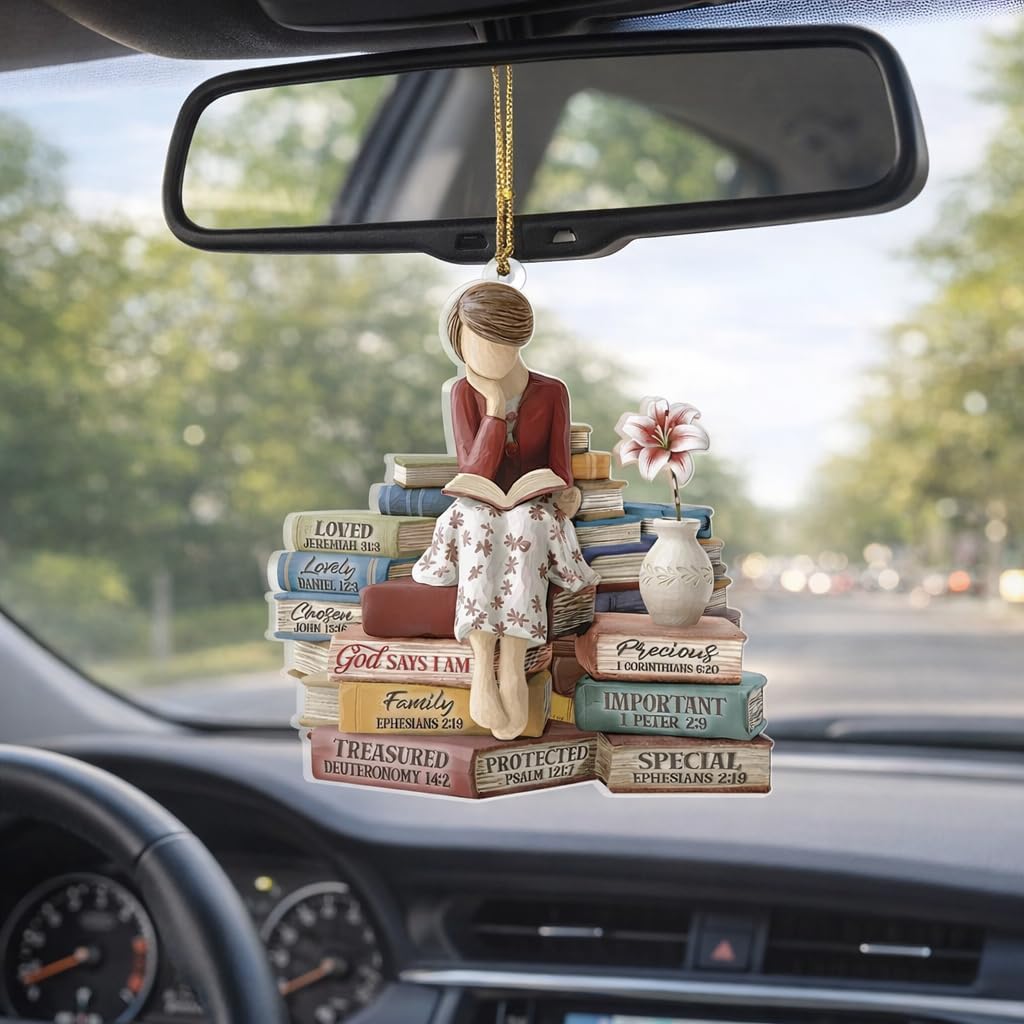 God Says I Am Ornament, Christian Acrylic Car Hanging for Rearview Mirror with Bible Verses, Scripture Gift for Women, Faith-Based Daily Prayer Decor