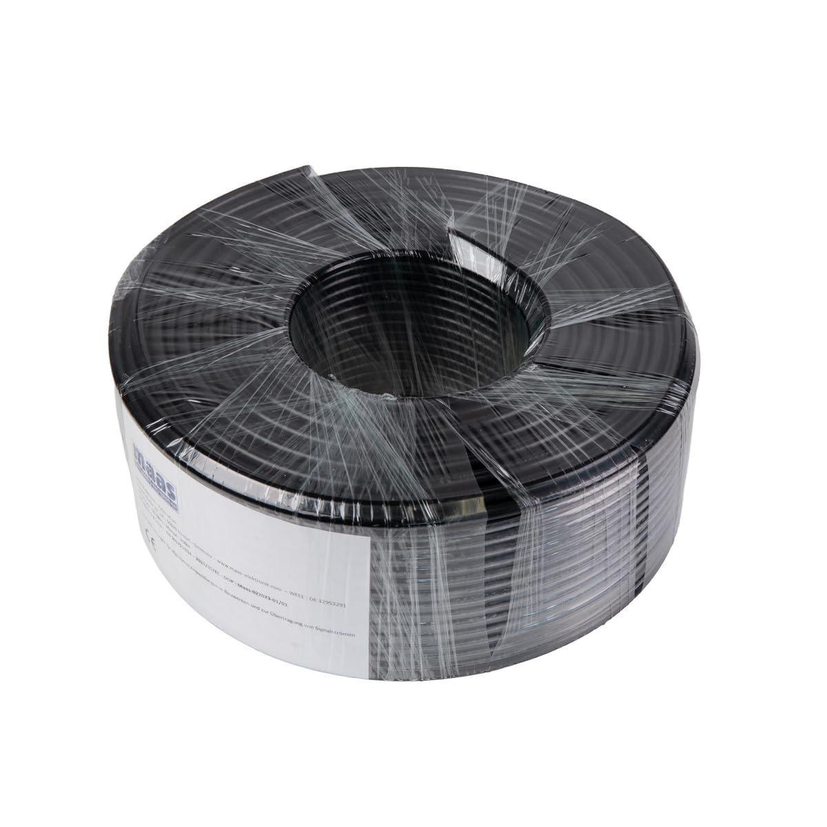 MAAS RG 58-C/U ECO - Cavo coassiale 100 metri, conduttore interno in rame massiccio, colore: nero, 0,60EUR/m