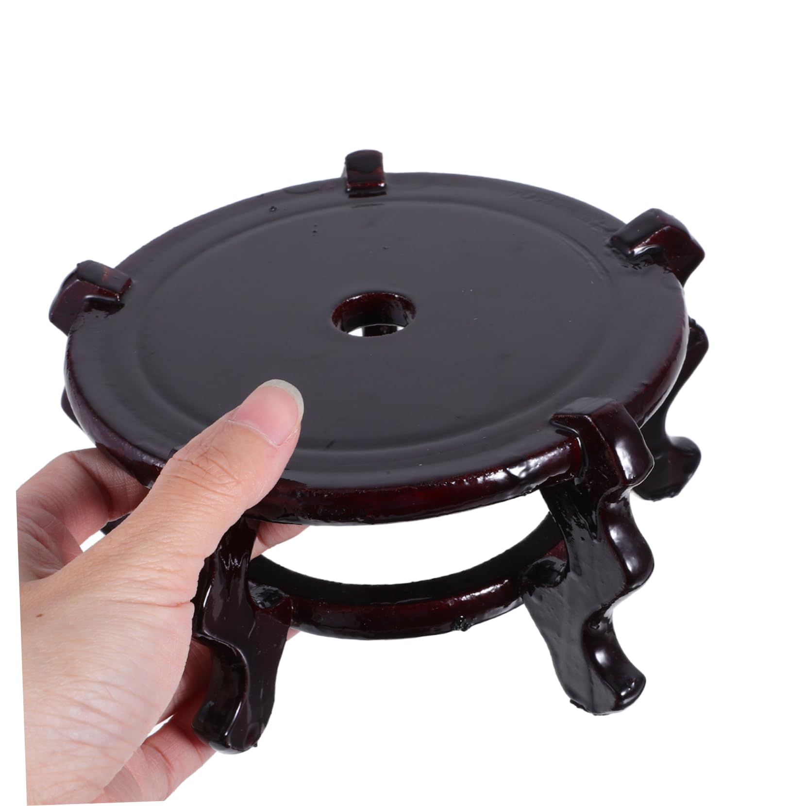 VANZACK Soporte para Macetas Interior de Madera Maciza, Base Redonda para Jarrones y Flores, Diseño Oriental Creativo, Paquete de 2 Piezas para Decoración del Hogar