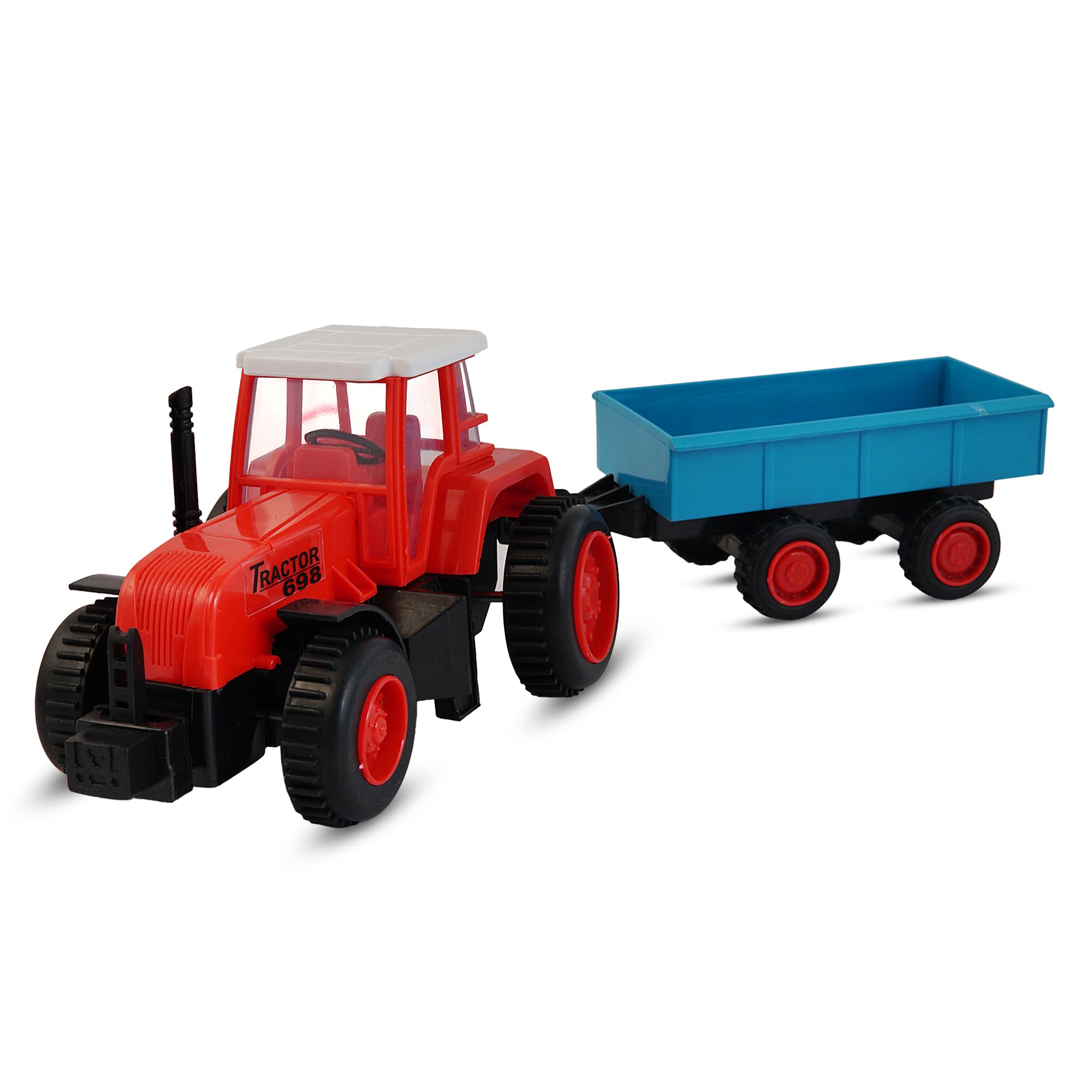 VGRASSP Mini Farmer Tractor Toy with Trolley - Pull Along Toy | Realistic Design Tractor with Dump Trailer | Sturdy Wheels | Handy and Endless Fun for Playtime for Kids - (Red-Blue) (B0CLLB8J1B) Amazon Price History, Amazon Price Tracker