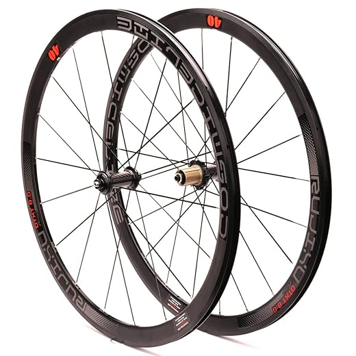 Paire Roues Vélo Route 700c Roue Vélo Course Jantes Double Paroi 40mm 8-11 Vitesses Cassette Moyeu en Fibre De Carbone Roue À Dégagement Rapide Frein sur Jante 1900g