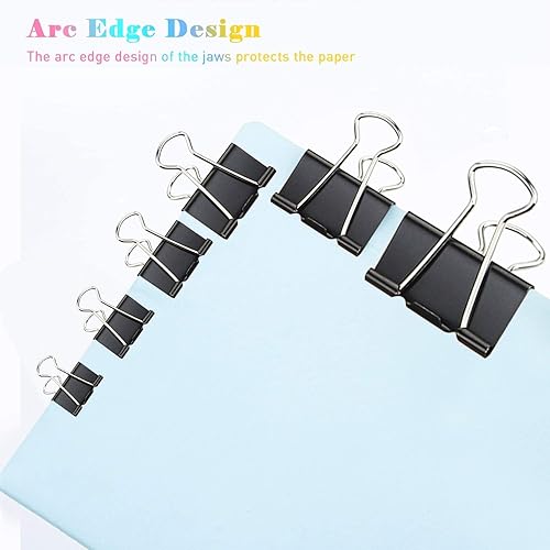 Miniatura 5 de Clips para carpeta, paquete de 24, 1.6 pulgadas, no estándar de 1.614 in, negro, capacidad de 0.66 pulgadas, clips grandes para carpetas, clips de