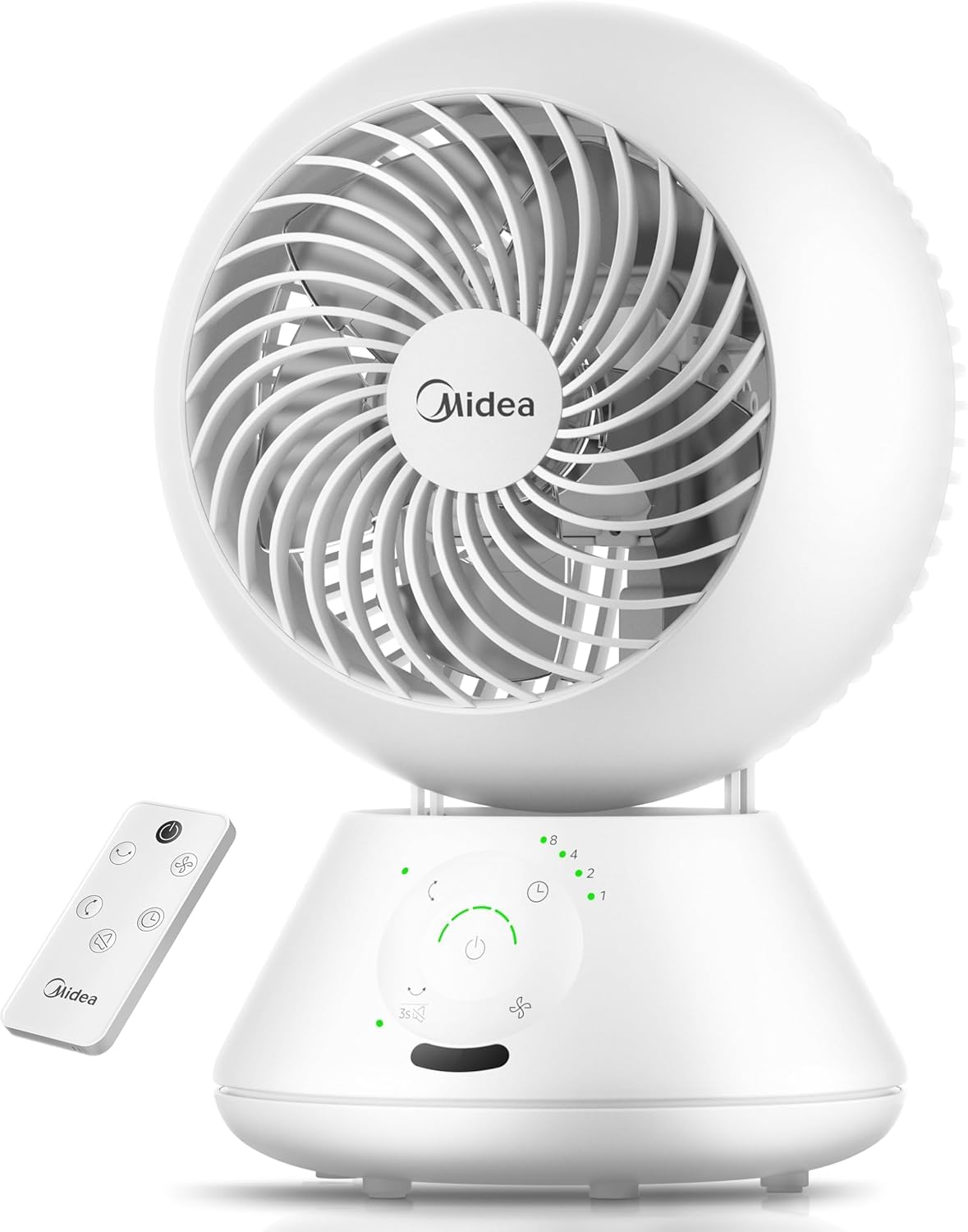 MIDEA Ventilador de Mesa Silencioso de 5 Velocidades con Control Remoto - Ventilador Pequeño con Oscilación 120º + 105º - Ventiladores con Temporizador - Flujo de Aire Potente hasta 15 m